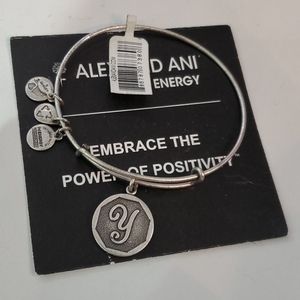 Alex and Ani Inital Letter Y Silvertone Bracelet